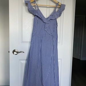 Blue Stripped off-the-shoulder summer dress